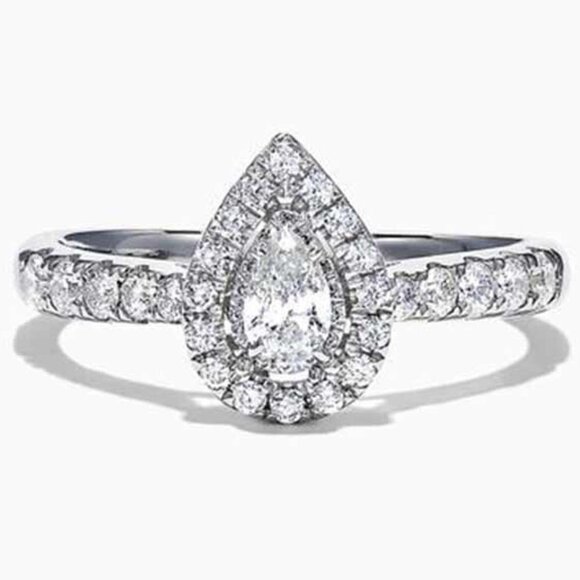 Wedding/Engagement Crystal Clear Shiny Silver Water Drop Diamond Ring,… - Picture 1 of 5